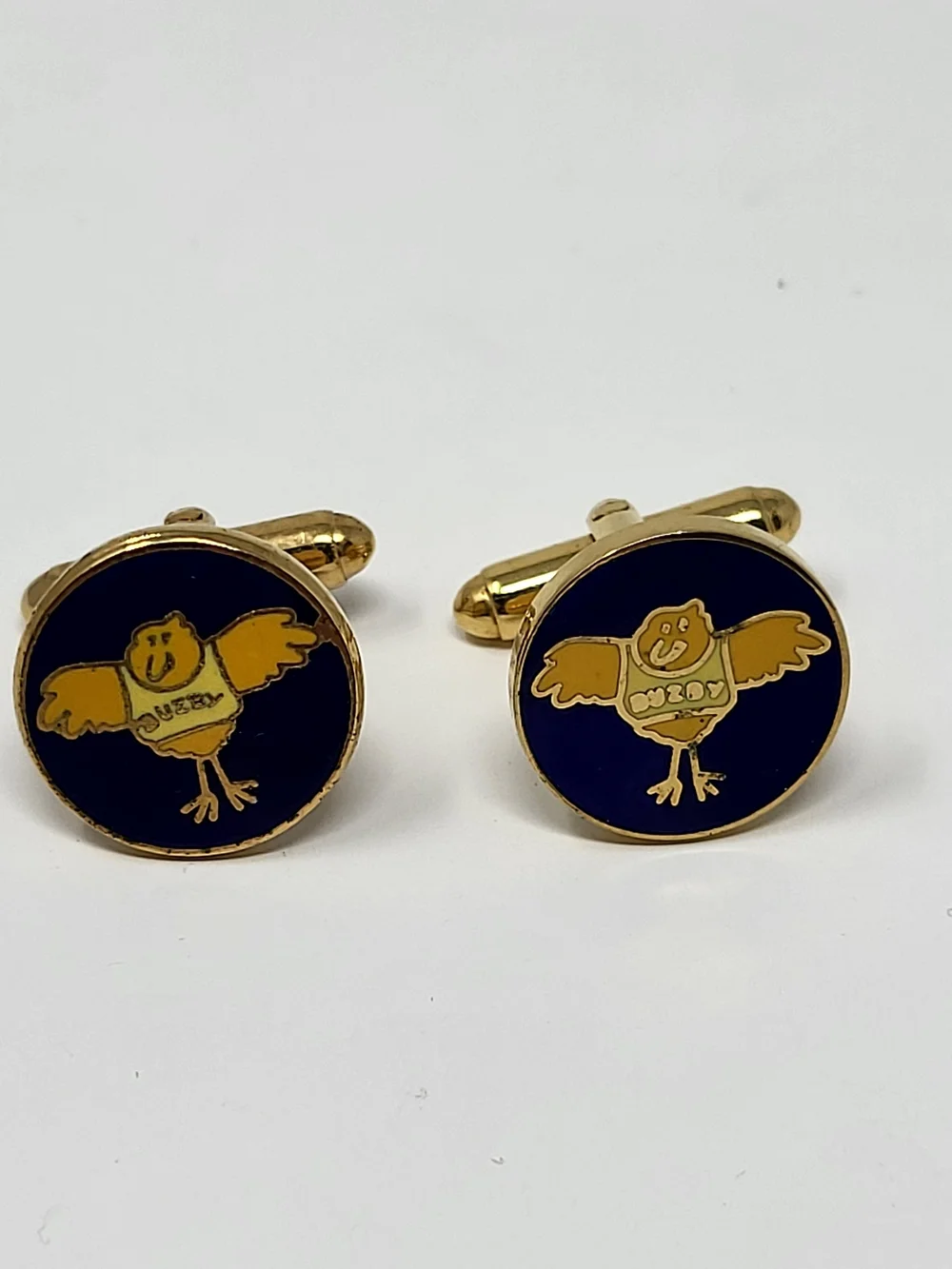 Gold and Navy Cartoon Bird Cuff Links - Men Accessories